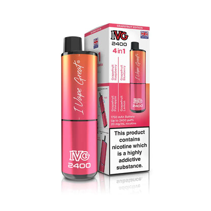 IVG 2400 Pre-Filled Kit new 2025 IVG 4 in 1 kit TPD Legal - Grapefruit Edition - Grapefruit Pineapple - Grapefruit Raspberry - Grapefruit Lemon - Grapefruit Blueberry 