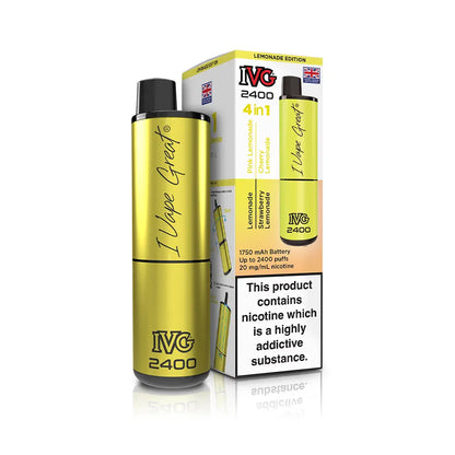 IVG 2400 Pre-Filled Kit new 2025 IVG 4 in 1 kit TPD Legal - Lemonade Edition - Lemonade - Pink Lemonade - Strawberry Lemonade - Cherry Lemonade 