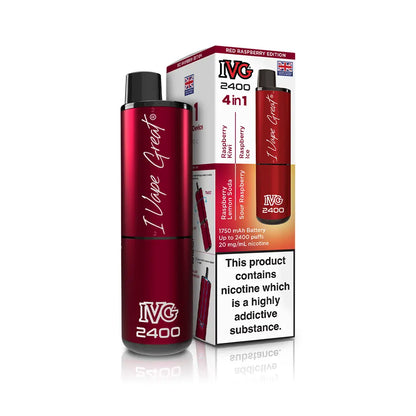 IVG 2400 Pre-Filled Kit new 2025 IVG 4 in 1 kit TPD Legal - Red Raspberry Edition - Raspberry Lemon Soda - Raspberry Kiwi - Sour Raspberry - Raspberry Ice 