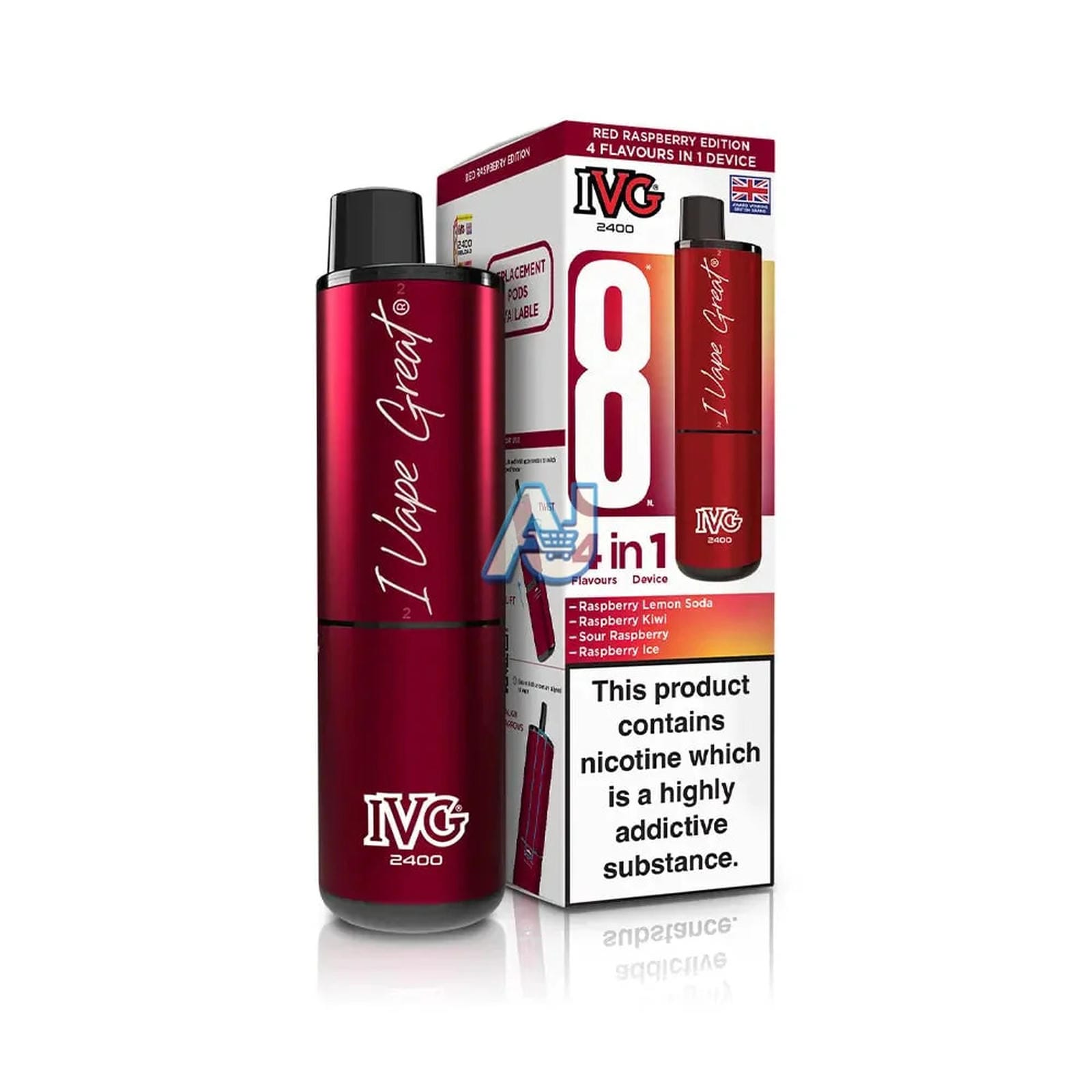 IVG 2400 Prefilled Pod Kit, Red Raspberry Edition