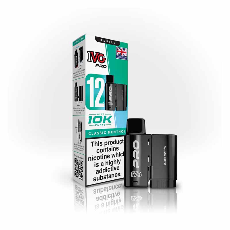 IVG Pro 12 Prefilled Replacement Pods, Classic Menthol Flavour
