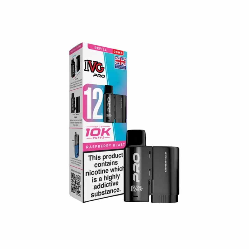 IVG Pro 12 Prefilled Replacement Pods, Raspberry Blast Flavour