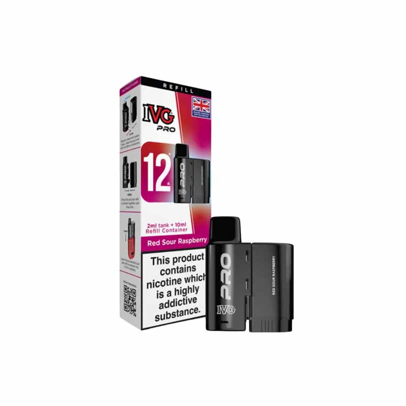 IVG Pro 12 Prefilled Replacement Pods, Red Sour Raspberry Flavour