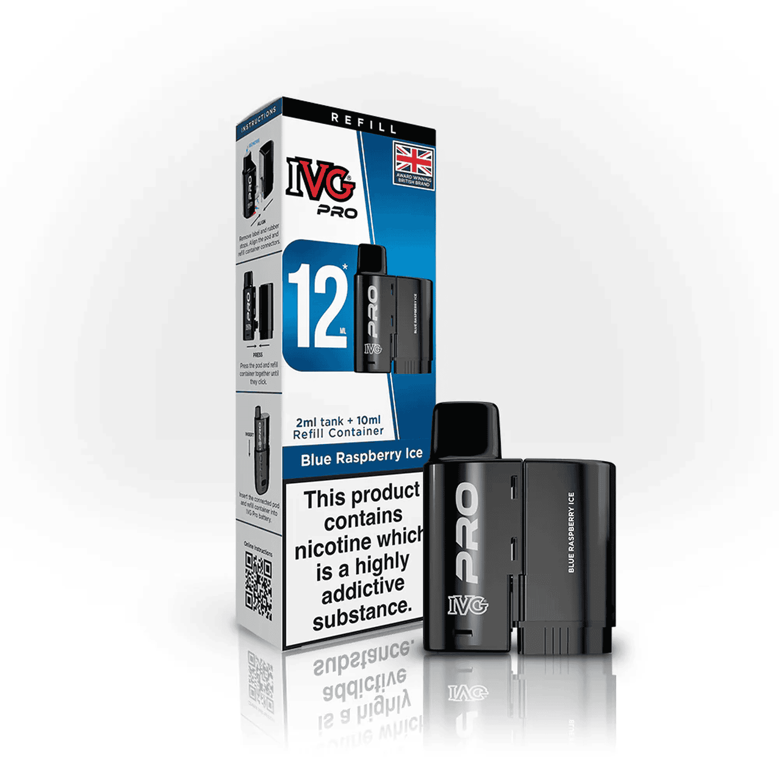 IVG Pro 12 Prefilled Vape Pods Box of 5, Blue Raspberry Ice Flavours