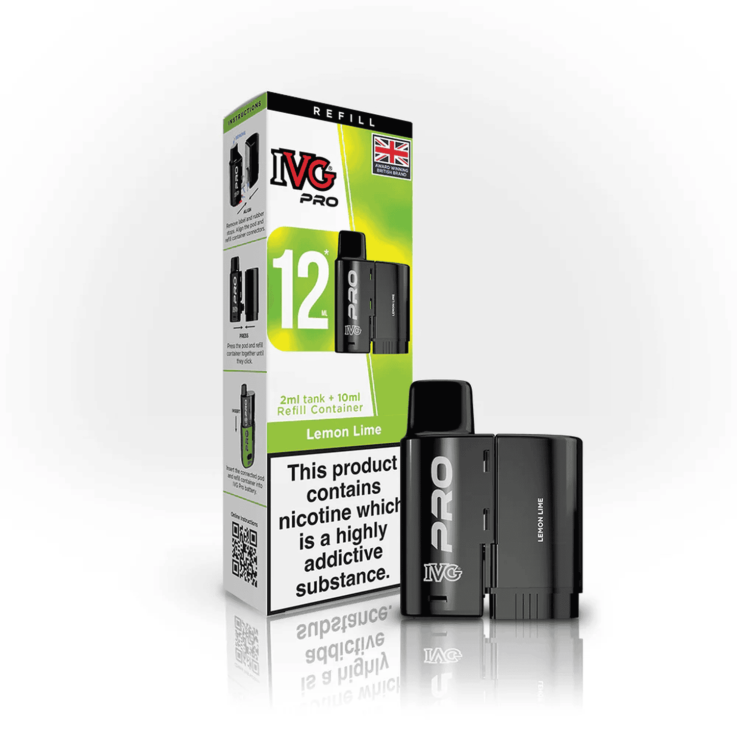IVG Pro 12 Prefilled Vape Pods Box of 5, Lemon Lime Flavour 