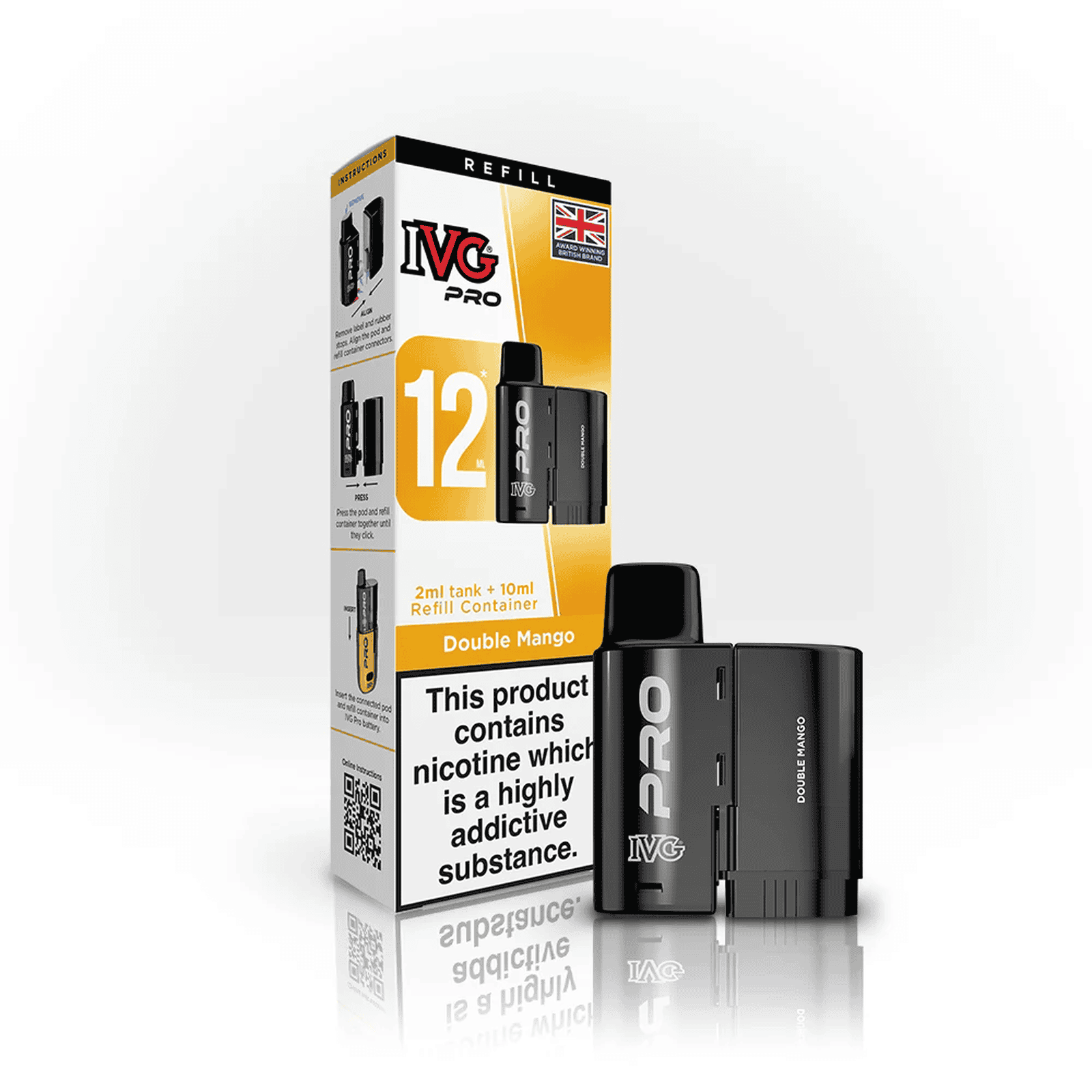 IVG Pro 12 Prefilled Vape Pods Box of 5, Double Mango Flavour 