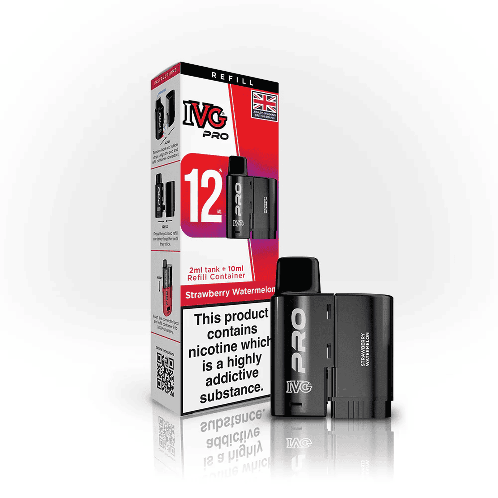 IVG Pro 12 Prefilled Vape Pods Box of 5, Strawberry Watermelon Flavour 
