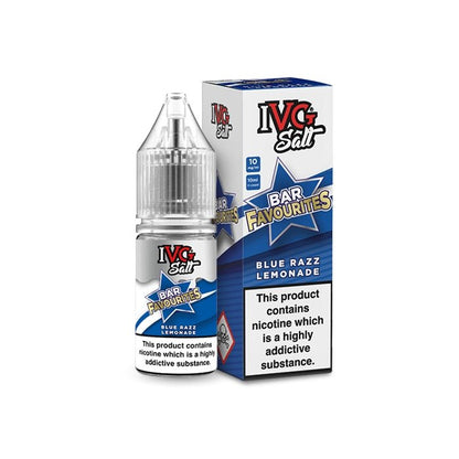 Ivg Salts 10ml Bar Favourites Pack Of 10, Blue Razz Lemonade Flavour