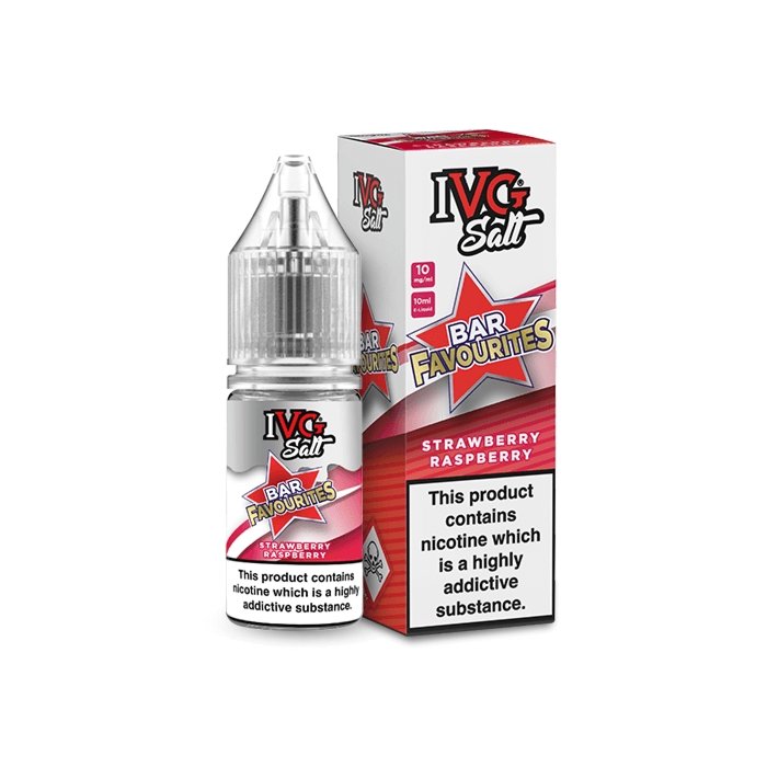 Ivg Salts 10ml Bar Favourites Pack Of 10, Strawberry Raspberry Flavour