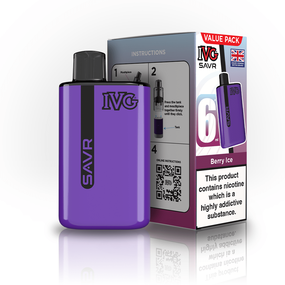 IVG SAVR 3000 Puffs Prefilled Pod Kit
Box of 5, Berry Ice Flavour