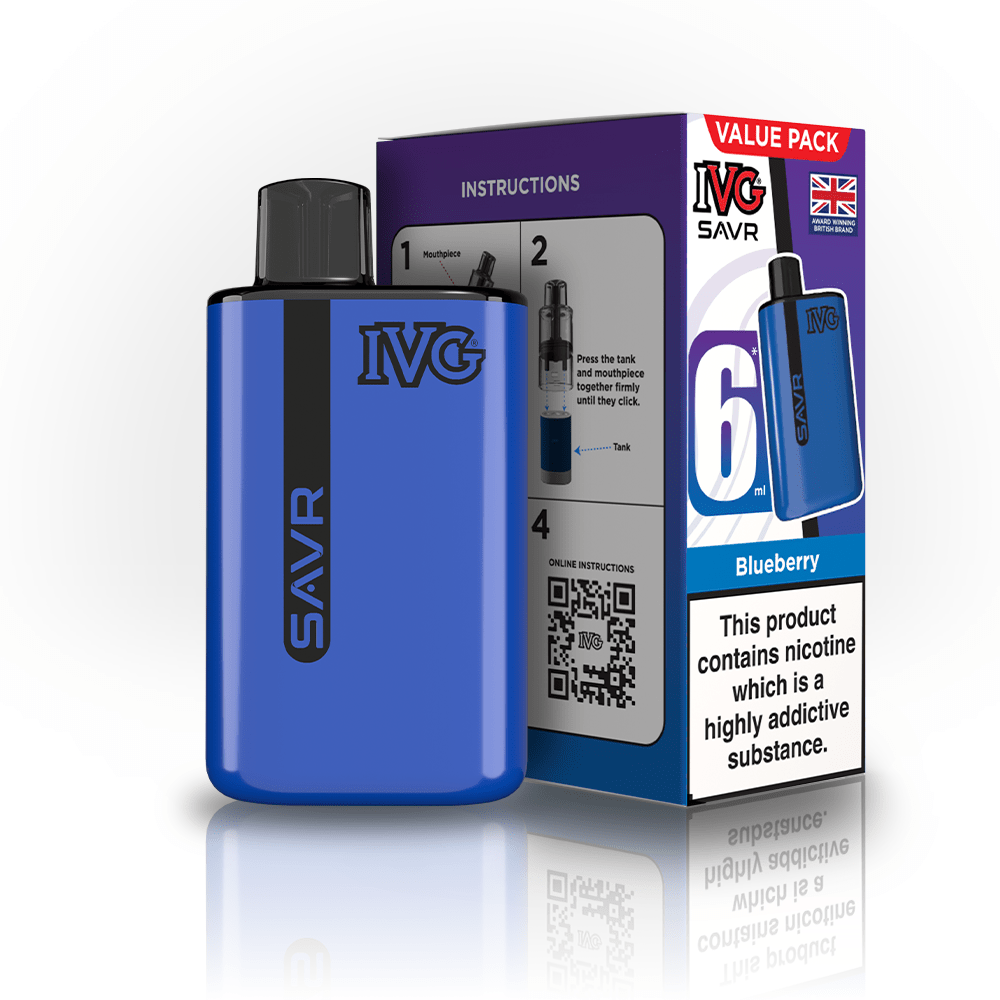 IVG SAVR 3000 Puffs Prefilled Pod Kit
Box of 5, Blueberry Flavour