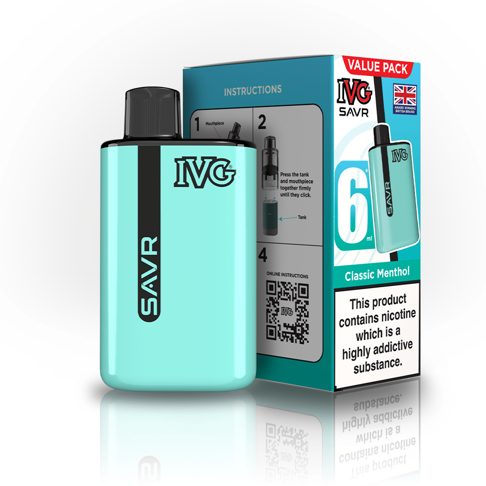 IVG SAVR 3000 Puffs Prefilled Pod Kit
Box of 5, Classic Menthol Flavour