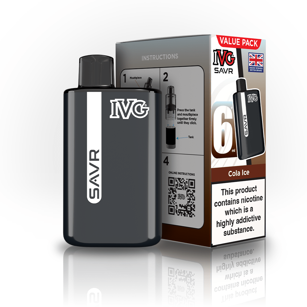 IVG SAVR 3000 Puffs Prefilled Pod Kit
Box of 5, Cola Ice Flavour
