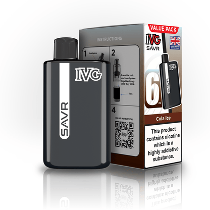 IVG SAVR 3000 Puffs Prefilled Pod Kit
Box of 5, Cola Ice Flavour