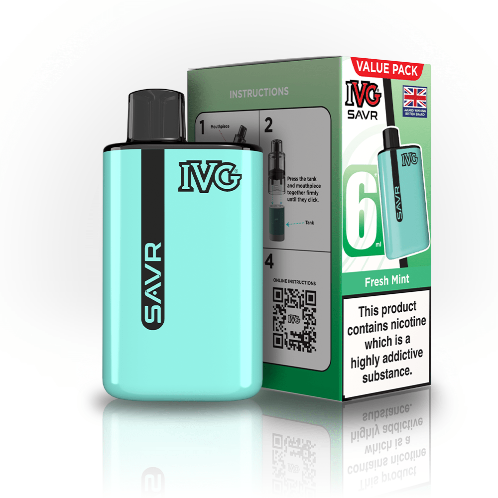 IVG SAVR 3000 Puffs Prefilled Pod Kit
Box of 5, Fresh Mint Flavour