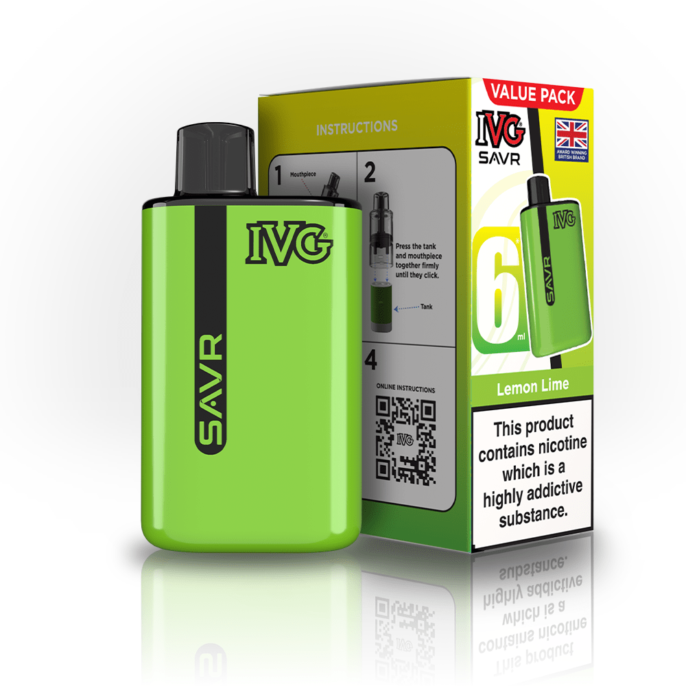 IVG SAVR 3000 Puffs Prefilled Pod Kit
Box of 5, Lemon Lime Flavour