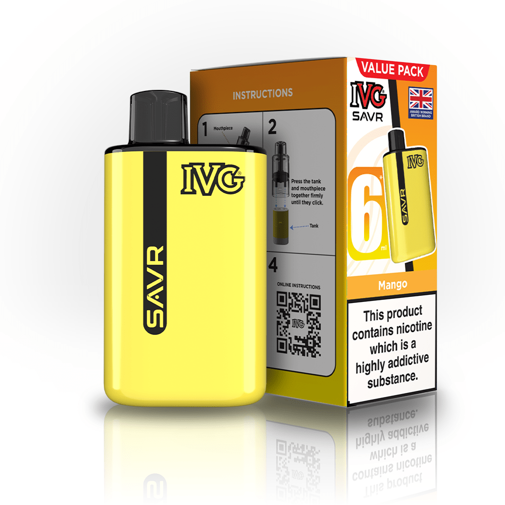 IVG SAVR 3000 Puffs Prefilled Pod Kit
Box of 5, Mango Flavour