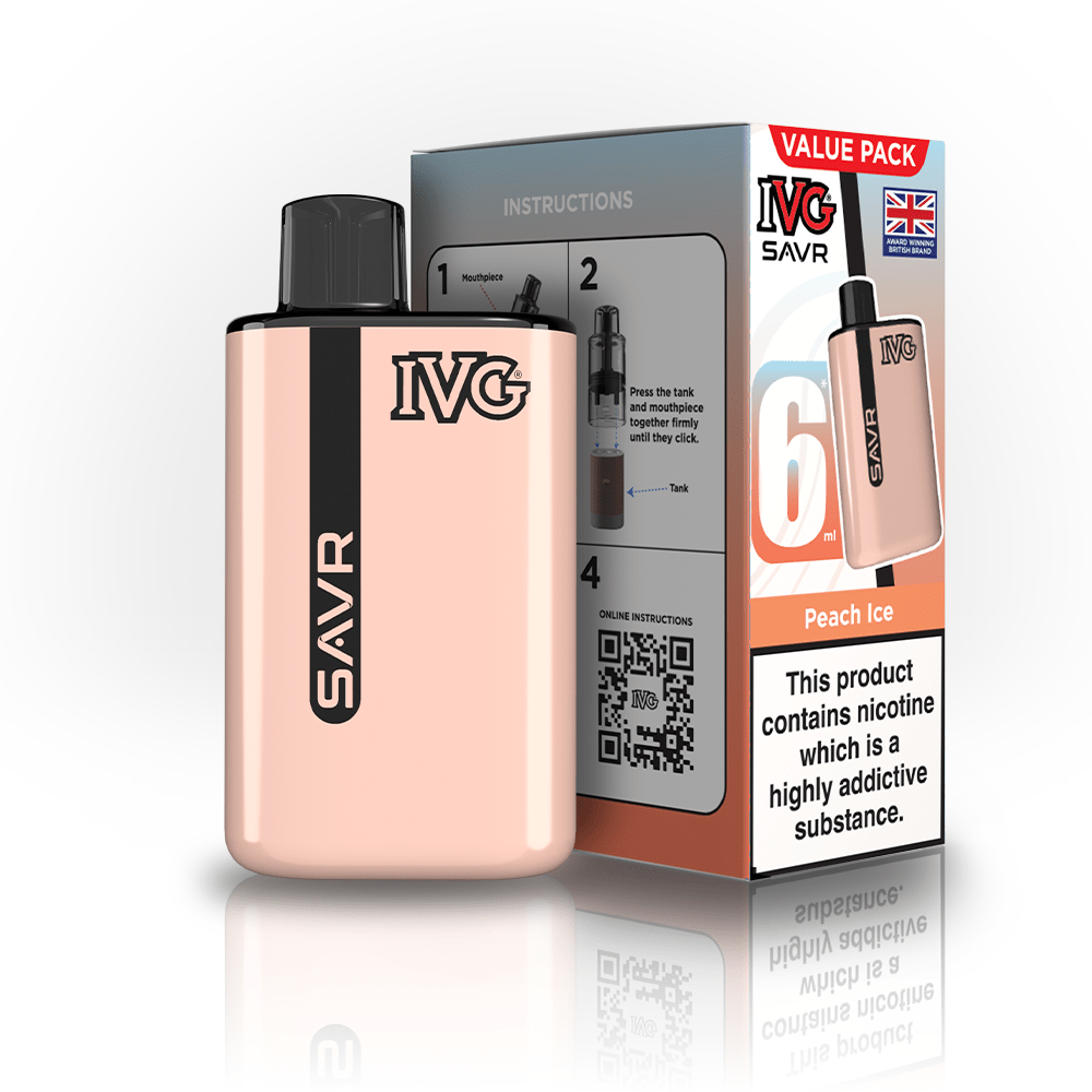 IVG SAVR 3000 Puffs Prefilled Pod Kit
Box of 5, Peach Ice Flavour
