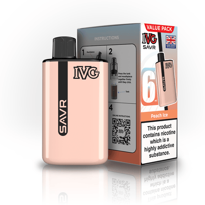 IVG SAVR 3000 Puffs Prefilled Pod Kit
Box of 5, Peach Ice Flavour