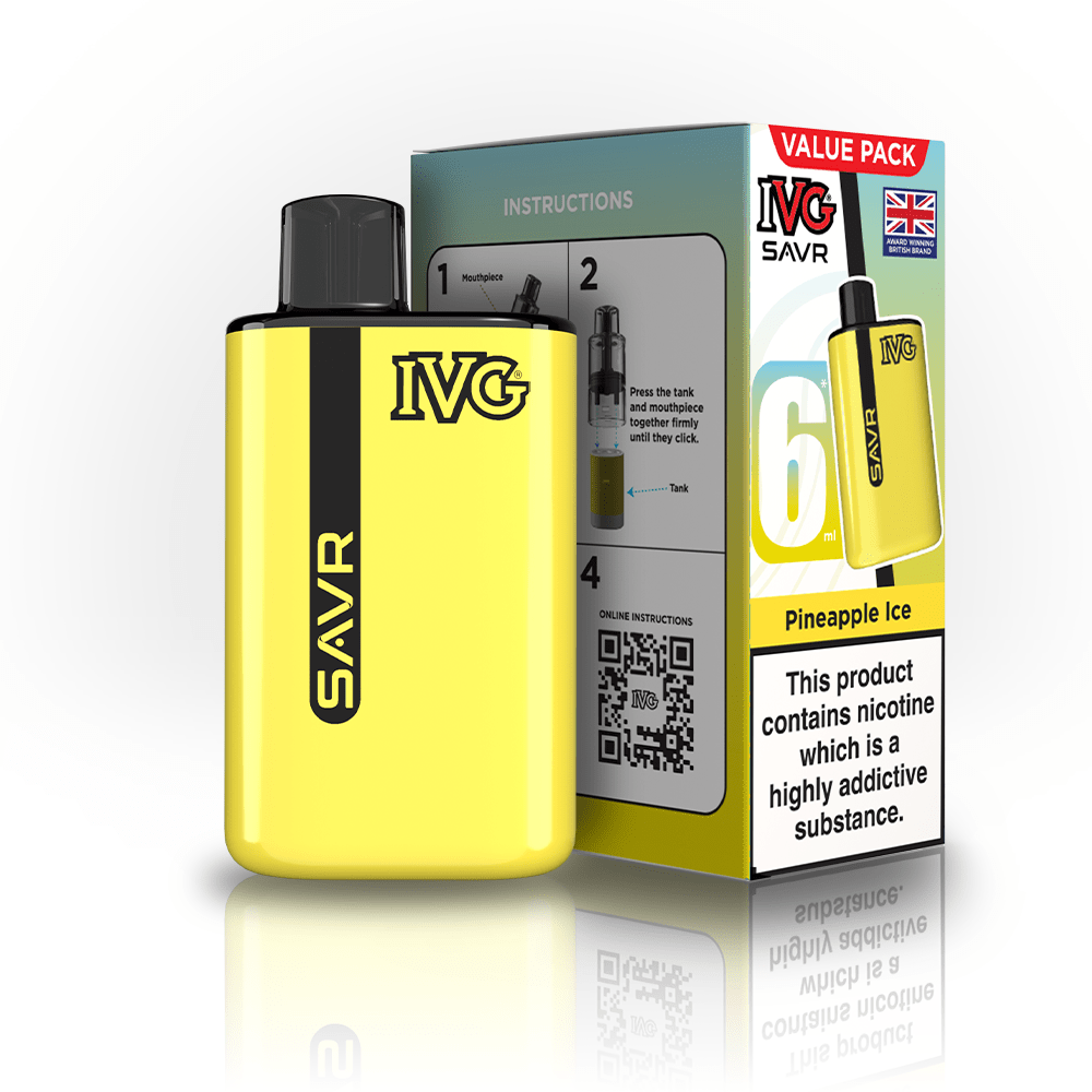 IVG SAVR 3000 Puffs Prefilled Pod Kit
Box of 5, Pineapple Ice Flavour