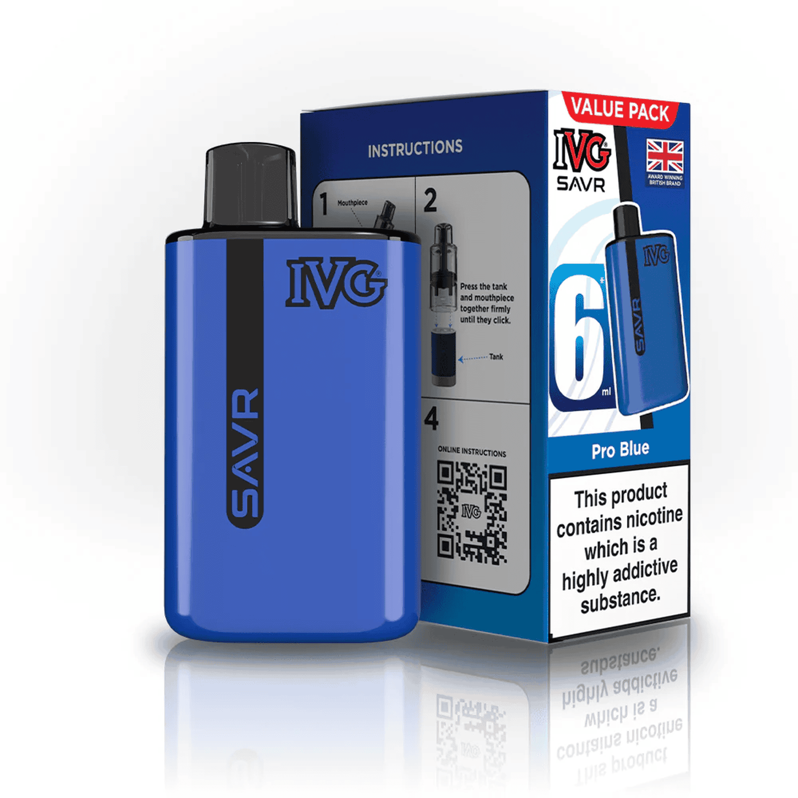 IVG SAVR 3000 Puffs Prefilled Pod Kit
Box of 5, Pro Blue Flavour