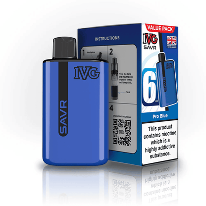 IVG SAVR 3000 Puffs Prefilled Pod Kit
Box of 5, Pro Blue Flavour