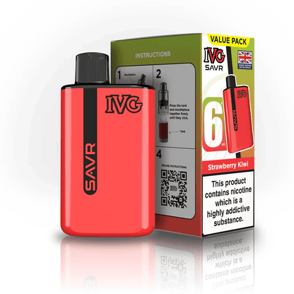 IVG SAVR 3000 Puffs Prefilled Pod Kit
Box of 5, Strawberry Kiwi Flavour