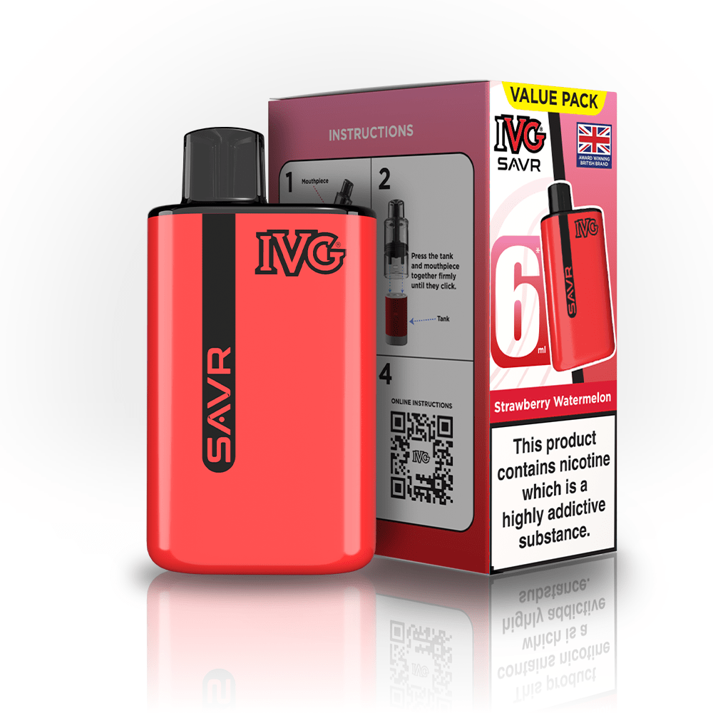 IVG SAVR 3000 Puffs Prefilled Pod Kit
Box of 5, Strawberry Watermelon Flavour