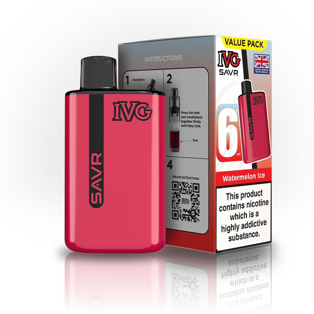 IVG SAVR 3000 Puffs Prefilled Pod Kit
Box of 5, Watermelon Ice Flavour