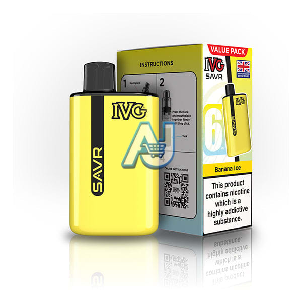 Ivg Savr 3K Prefilled Pod Vape Kit, Banana Ice Flavor