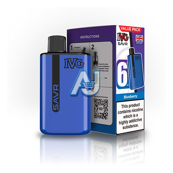 Ivg Savr 3K Prefilled Pod Vape Kit, Blueberry Flavor