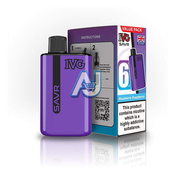 Ivg Savr 3K Prefilled Pod Vape Kit, Blueberry Raspberry Flavor