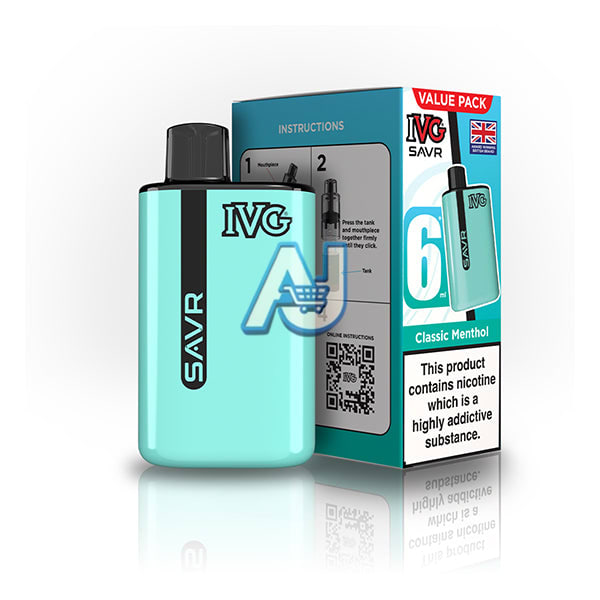 Ivg Savr 3K Prefilled Pod Vape Kit, Classic Menthol Flavor