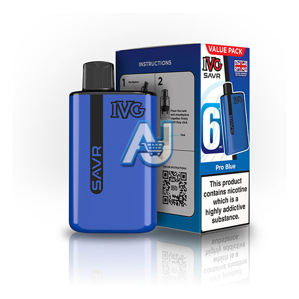 Ivg Savr 3K Prefilled Pod Vape Kit, Pro Blue Flavor