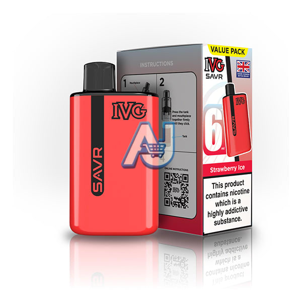 Ivg Savr 3K Prefilled Pod Vape Kit, Strawberry Ice Flavor