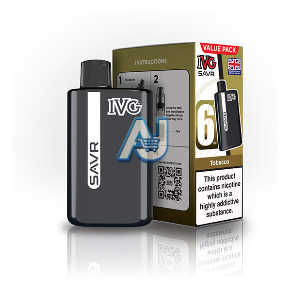 Ivg Savr 3K Prefilled Pod Vape Kit, Tobacco Flavor
