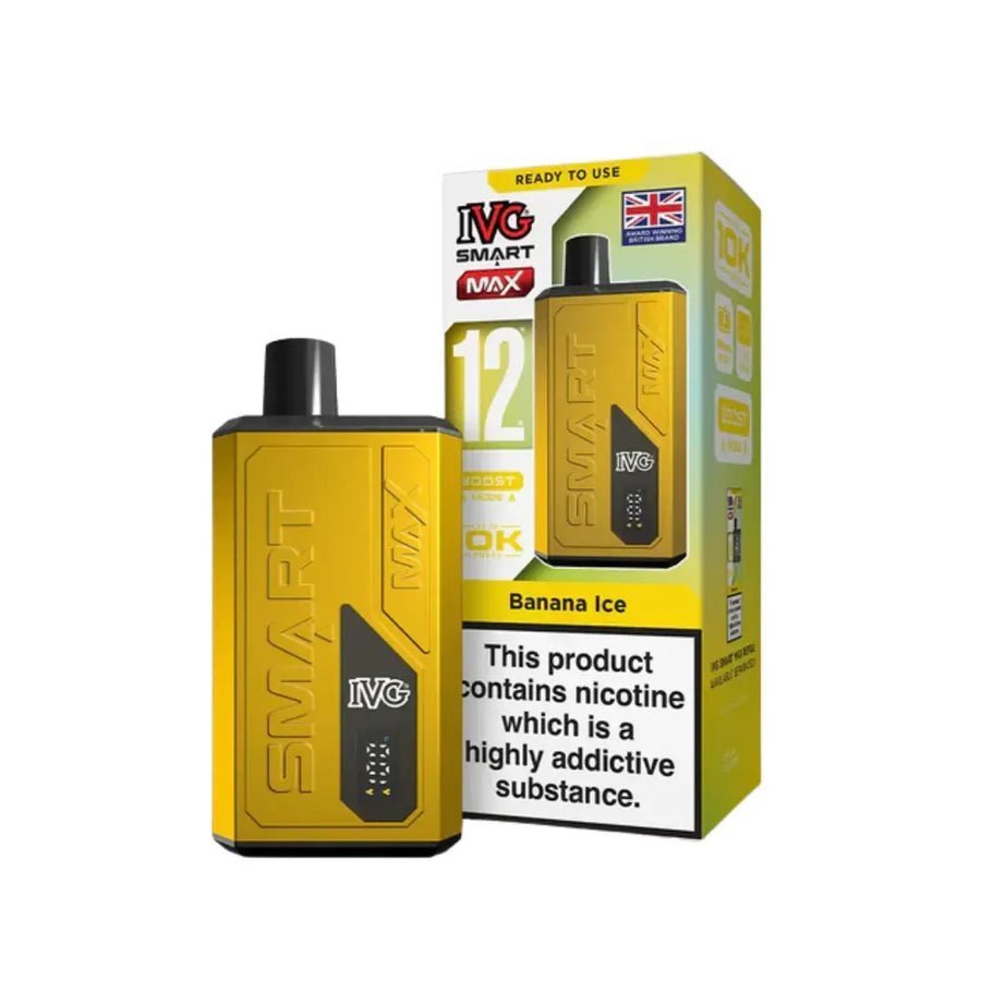 IVG Smart Max 10000 Prefilled Pod Vape Kit Box of 5, Banana Ice Flavour