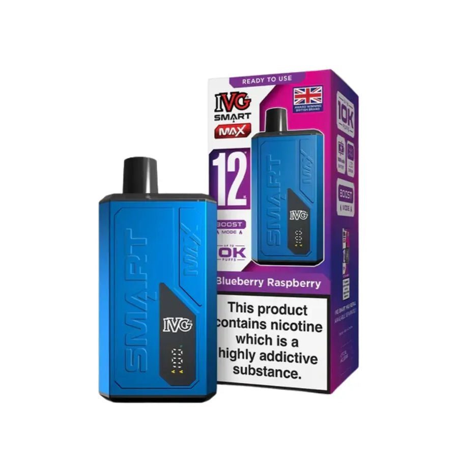 IVG Smart Max 10000 Prefilled Pod Vape Kit Box of 5, Blue Raspberry Flavour