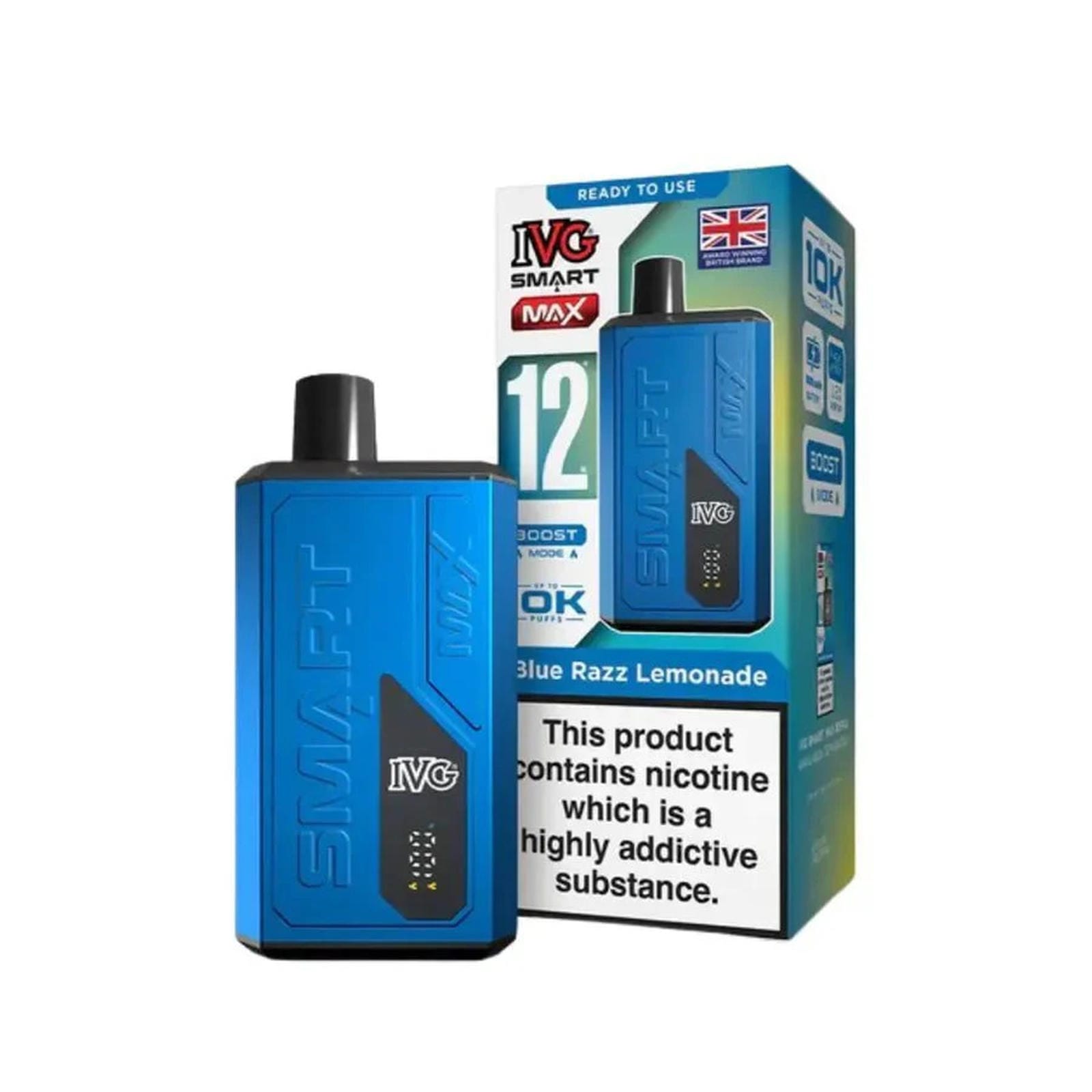 IVG Smart Max 10000 Prefilled Pod Vape Kit Box of 5, Blue Razz Lemonade Flavour