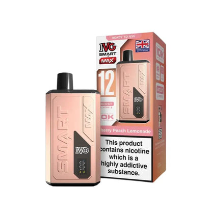 IVG Smart Max 10000 Prefilled Pod Vape Kit Box of 5, Cherry Peach Lemonade Flavour