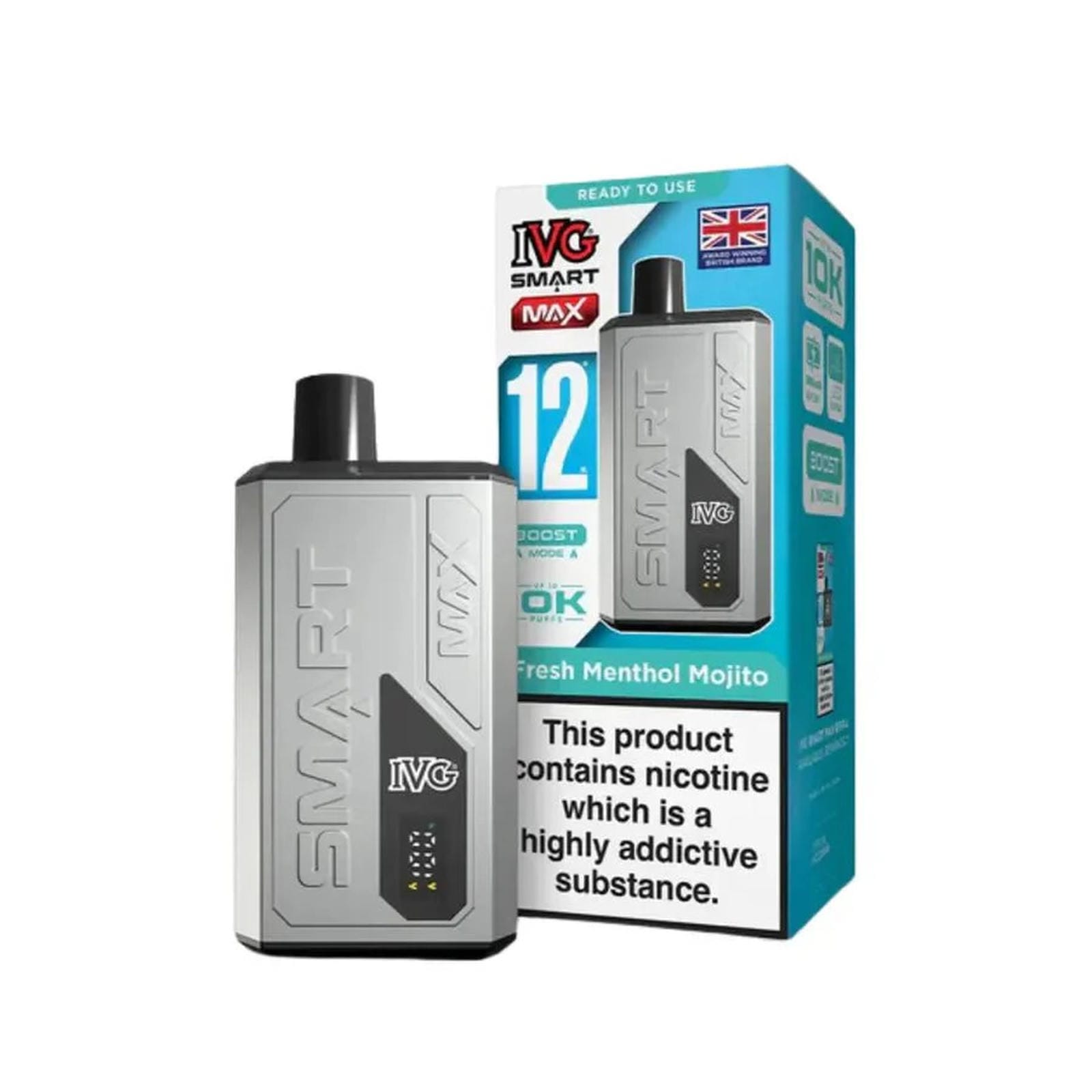 IVG Smart Max 10000 Prefilled Pod Vape Kit Box of 5, Fresh Menthol Mojito Flavour