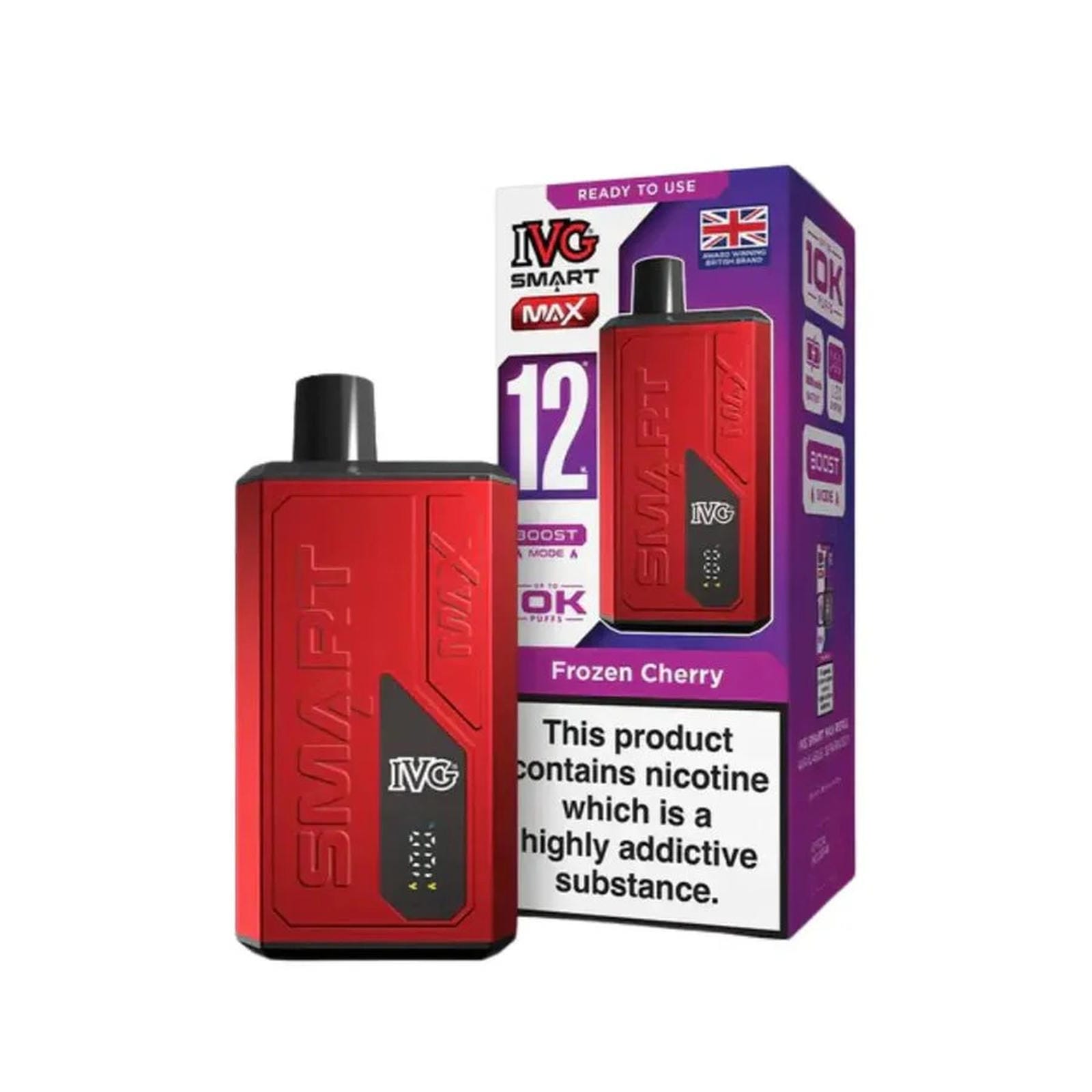 IVG Smart Max 10000 Prefilled Pod Vape Kit Box of 5, Frozen Cherry Flavour