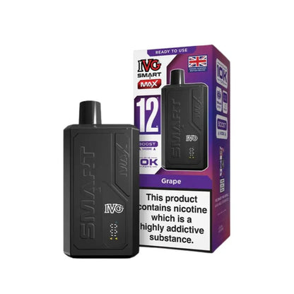 IVG Smart Max 10000 Prefilled Pod Vape Kit Box of 5, Grape Flavour