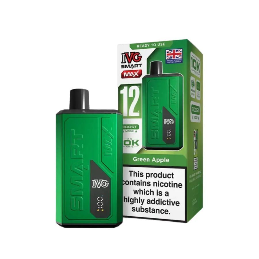 IVG Smart Max 10000 Prefilled Pod Vape Kit Box of 5, Green Apple Flavour