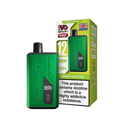 IVG Smart Max 10000 Prefilled Pod Vape Kit Box of 5, Lemon Lime Flavour