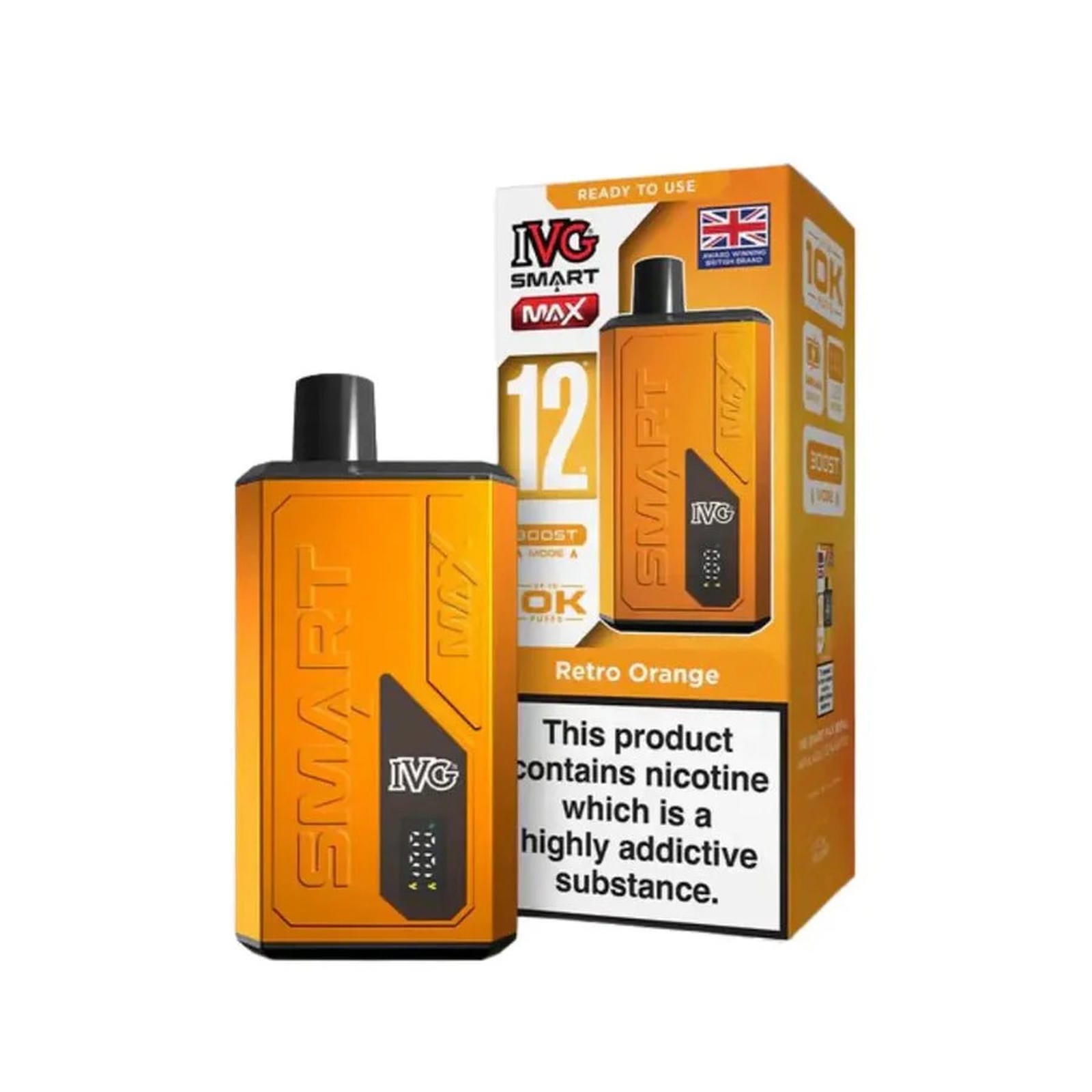 IVG Smart Max 10000 Prefilled Pod Vape Kit Box of 5, Retro Orange Flavour