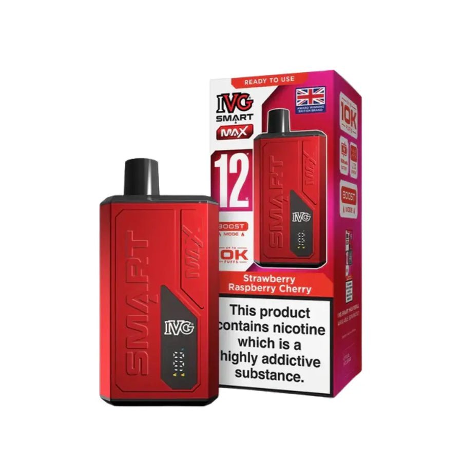 IVG Smart Max 10000 Prefilled Pod Vape Kit Box of 5, Strawberry Raspberry CherryFlavour