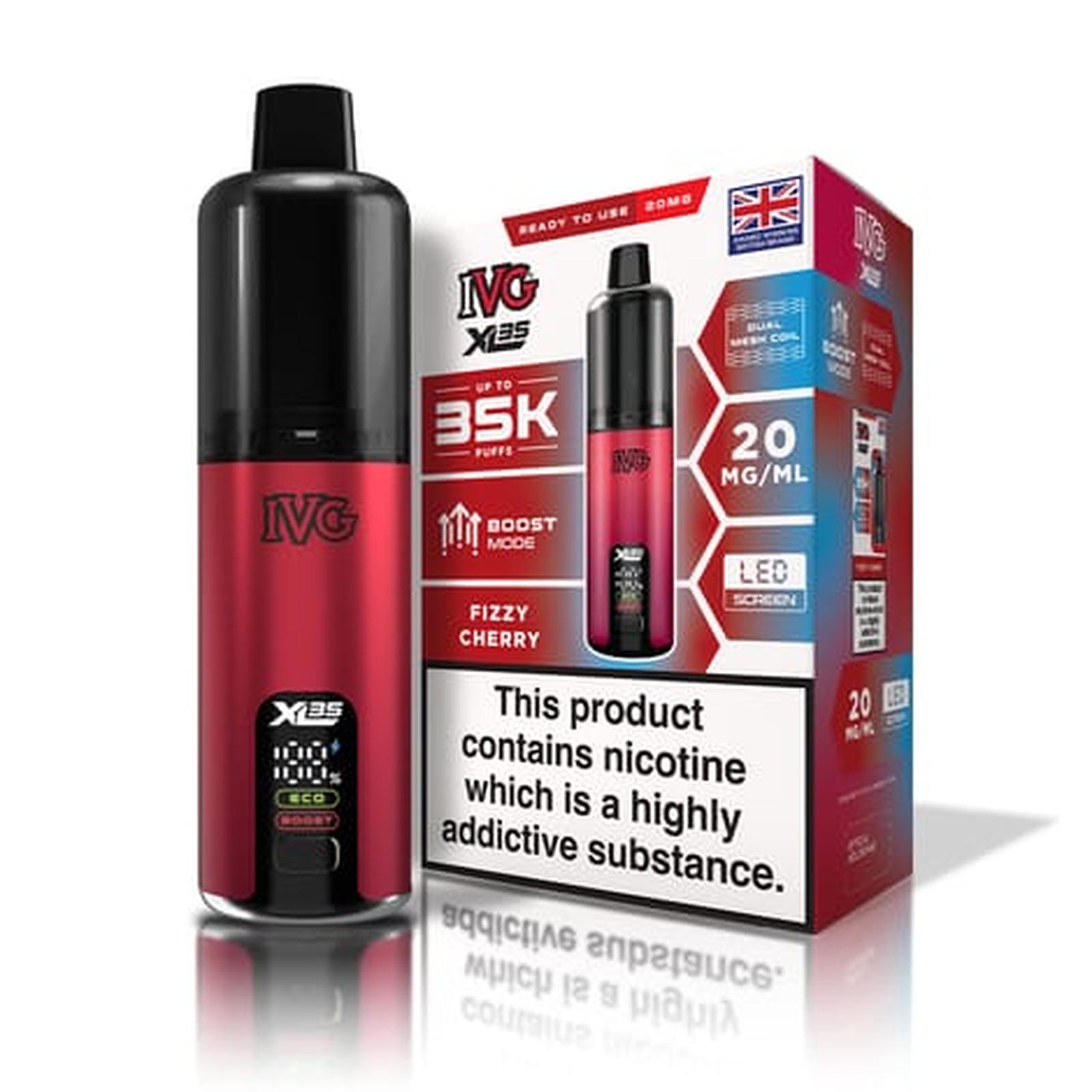 IVG XL 35K Puff Prefilled Pod Vape Kit Box of 5, Fizzy Cherry Flavour