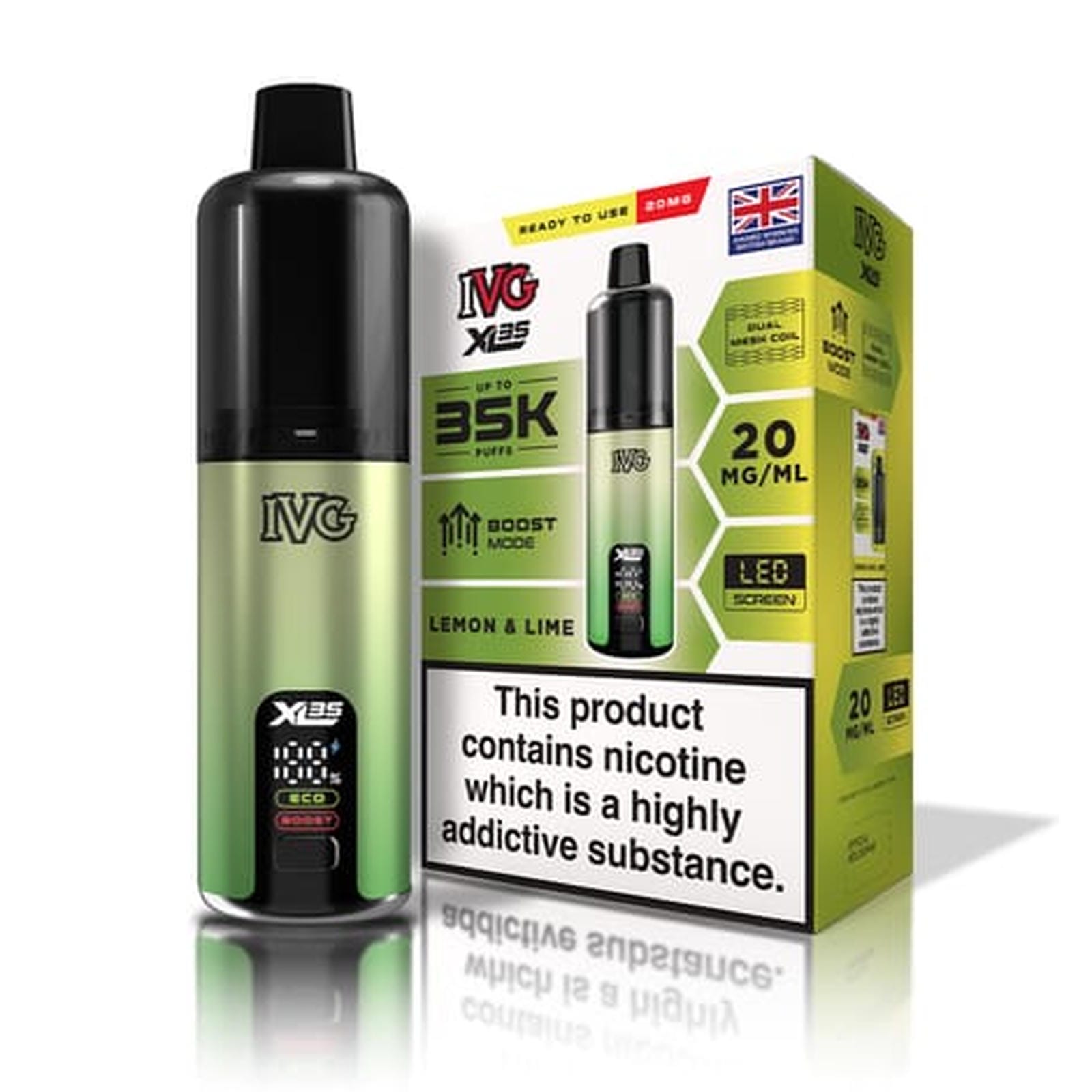 IVG XL 35K Puff Prefilled Pod Vape Kit Box of 5, Lemon Lime Flavour