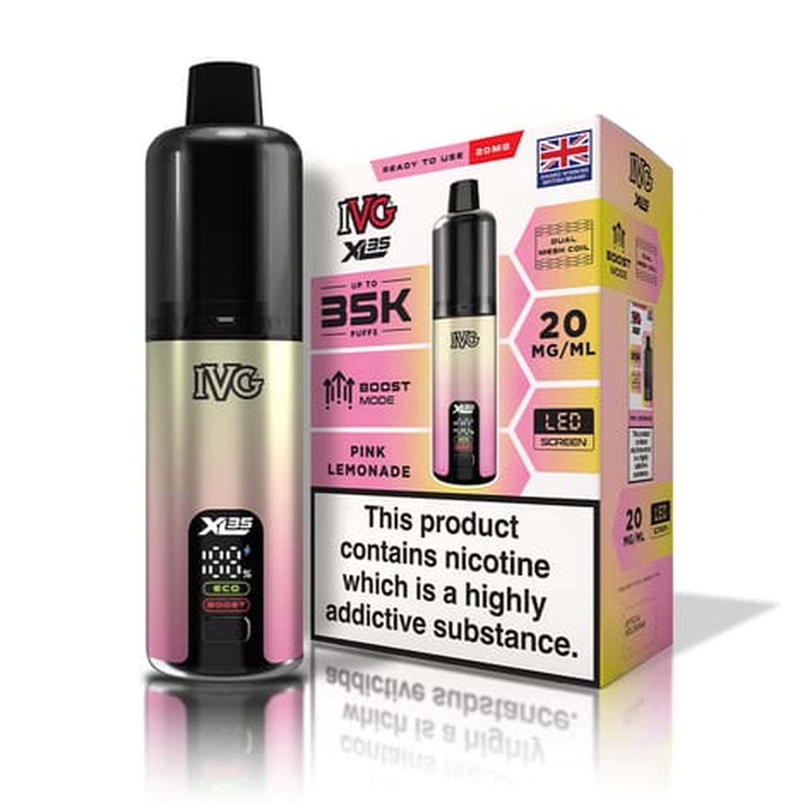 IVG XL 35K Puff Prefilled Pod Vape Kit Box of 5, Pink Lemonade Flavour